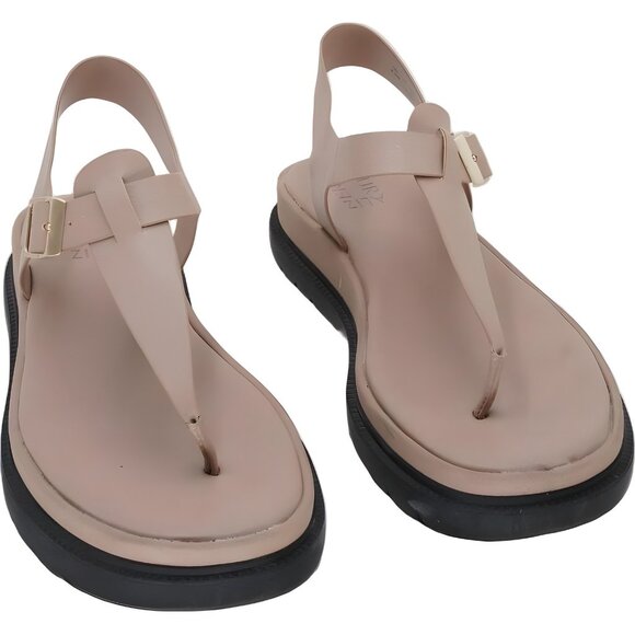 Naturalizer Alyssa T-Strap Thong Sandals Tan Faux Leather Women US 9.5W EU 40.5 - Picture 1 of 6